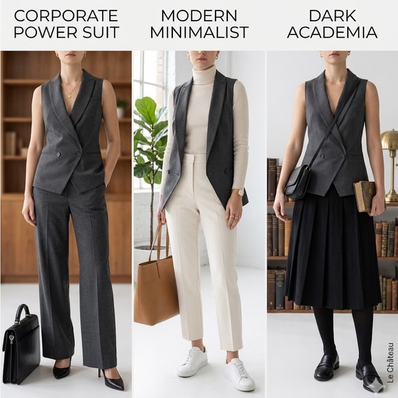 Le Chateau Jackets & Blazers - Le Château Wool-Blend Double Breasted Vest - Grey Size XXS - CorporateCore